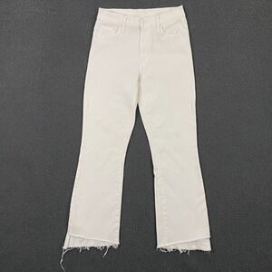 Mother Denim Insider Step Crop Fray Jeans  size 27 Glass Slipper White Stretch